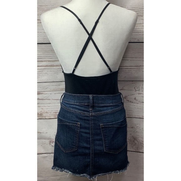 NWOT Express Distressed Denim Polka-Dot Skirt - Picture 4 of 6